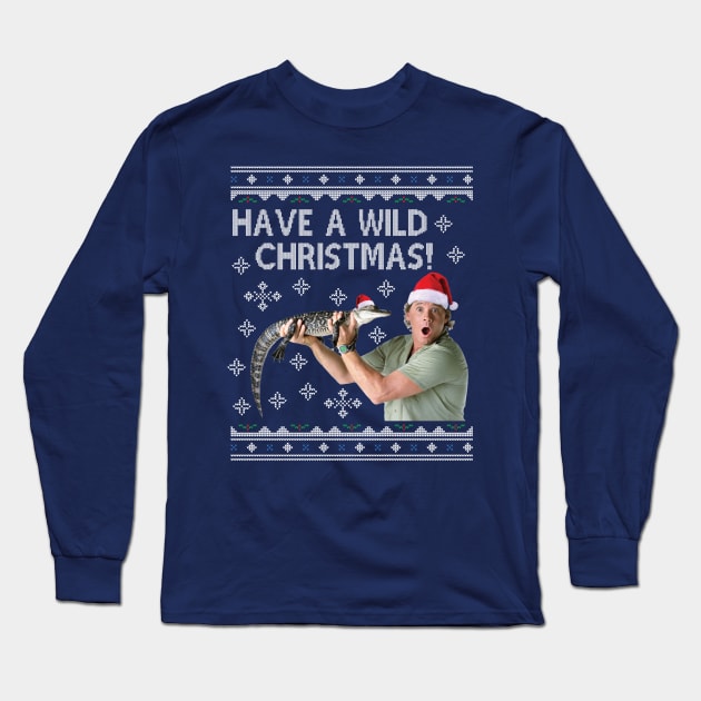 Steve Irwin Have A Wild Christmas Long Sleeve T-Shirt by Nova5